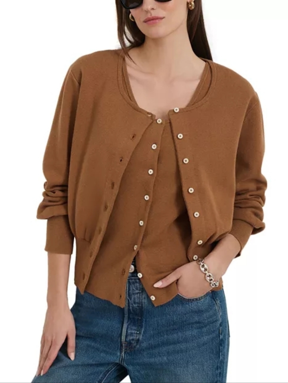 Alex Mill Louisa Cardigan in Cotton Cashmere Mochaccino Size XL NWT